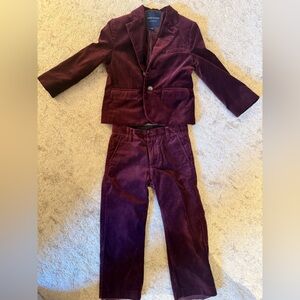 Janie and Jack Rich Burgundy Velvet Suit